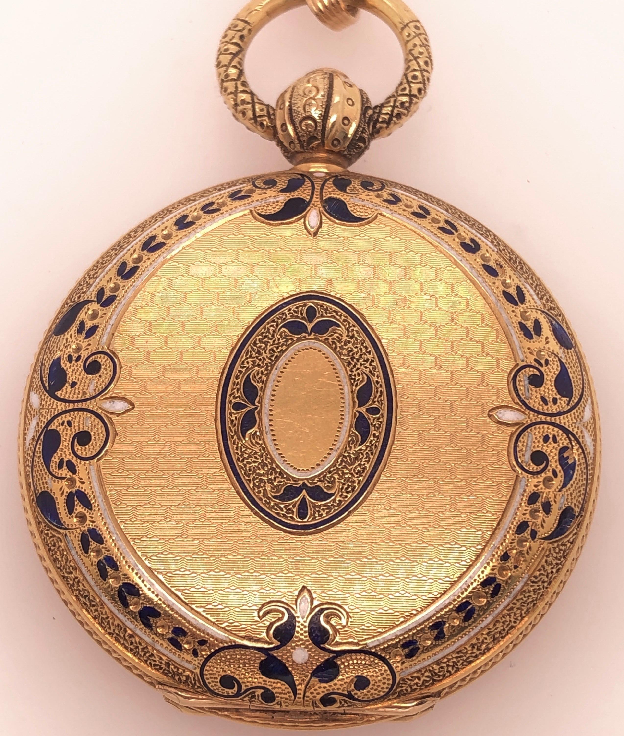 Breguet Paris Montre de poche ancienne en or jaune 18 carats avec cadran en porcelaine 4