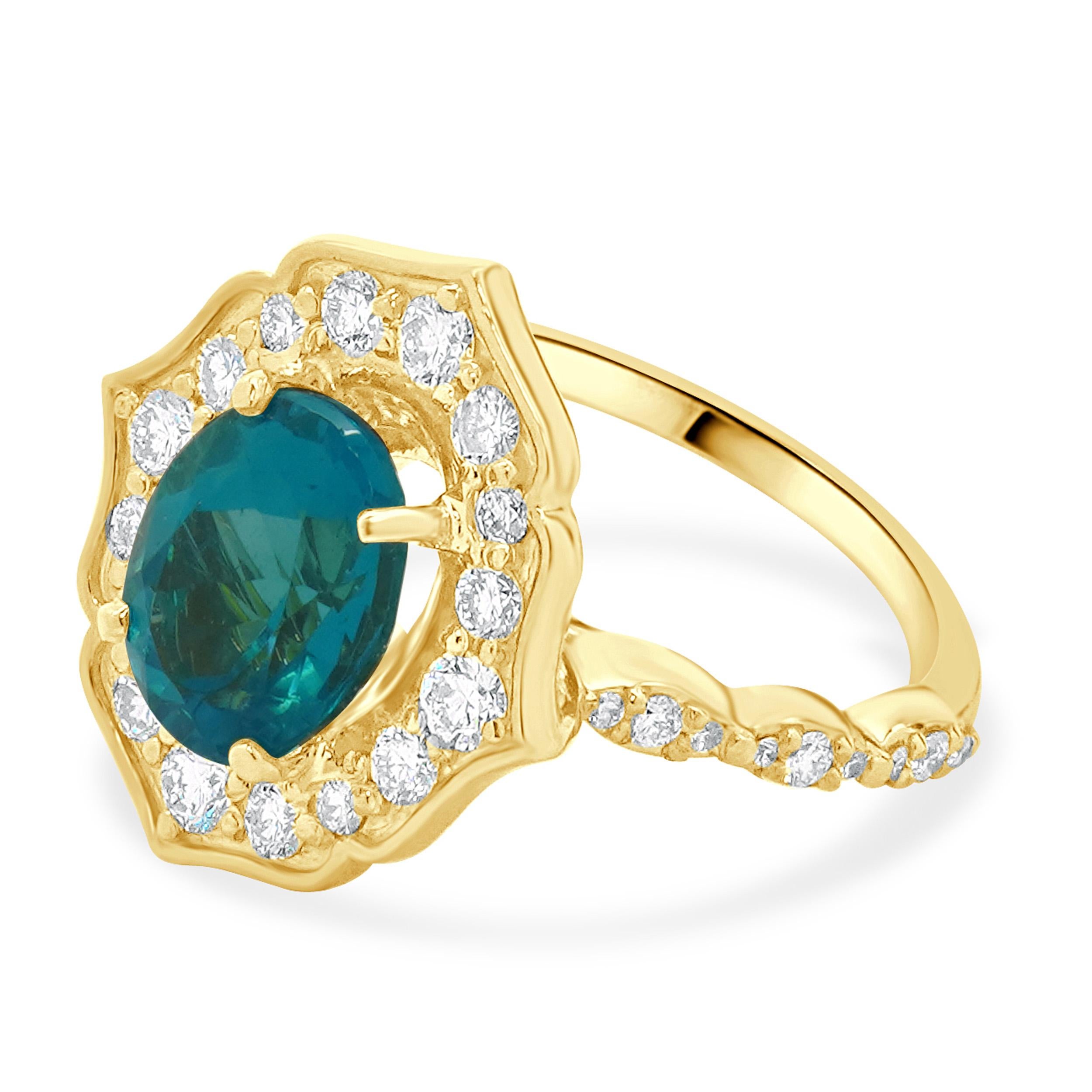 Taglio ovale Anello Appetito e Diamante in oro giallo 18 carati in vendita