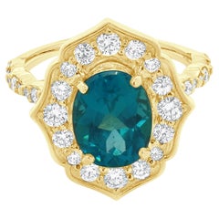 Anillo de oro amarillo de 18 quilates con apetito y diamantes