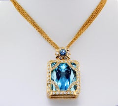 18 Karat Yellow Gold, Aquamarine ‘46.46 Carat’, Diamond ‘4.82 Carat’ Necklace