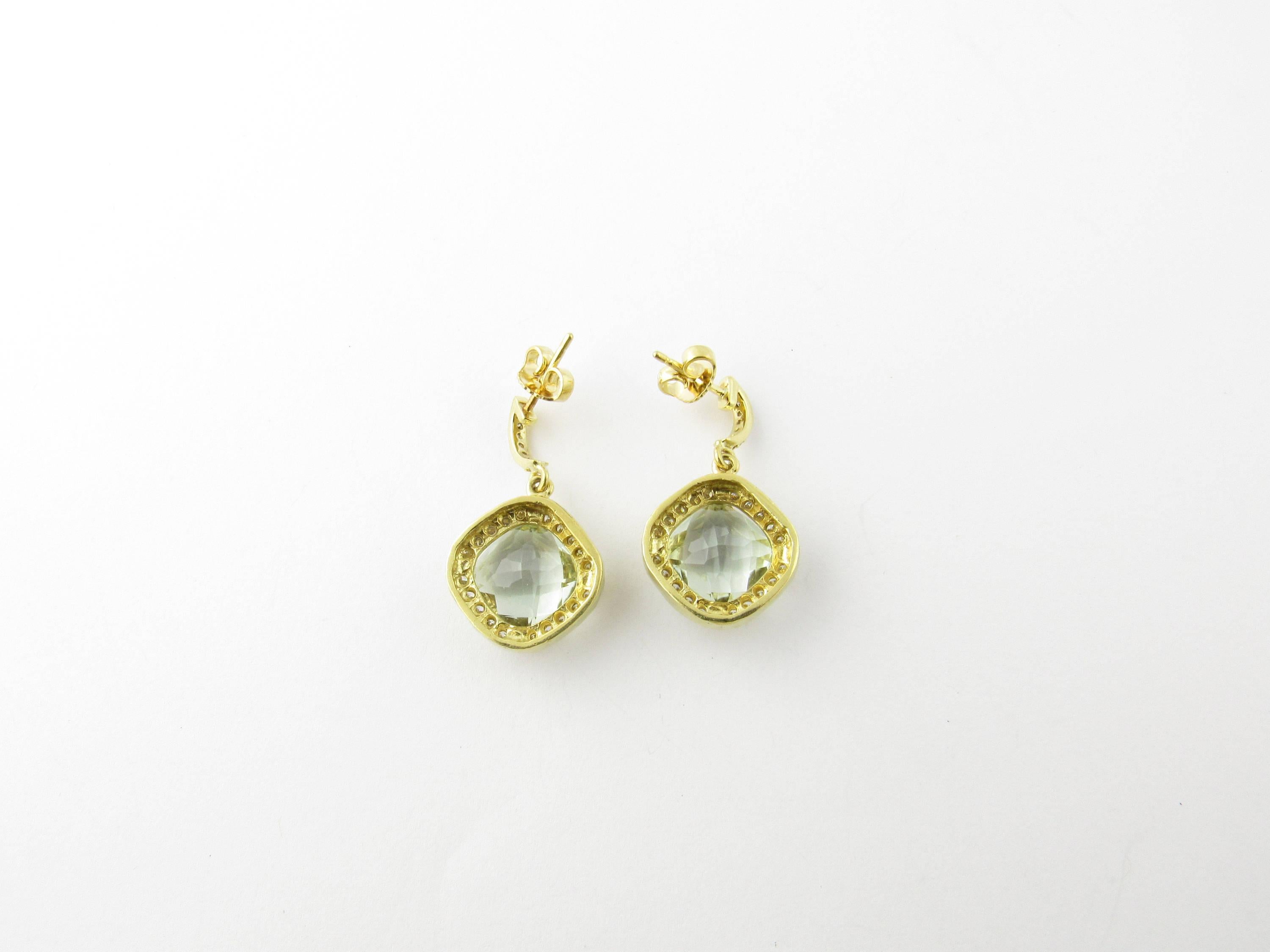 Women's 18 Karat Yellow Gold Aquamarine and Diamond Earrings