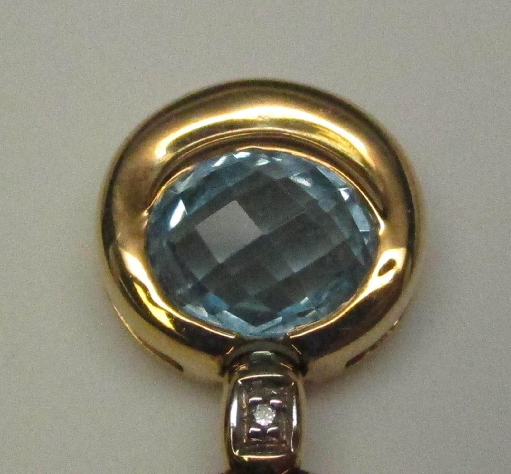 18 Karat Gelbgold Aquamarin-Diamant-Ohrringe (Rosenschliff) im Angebot