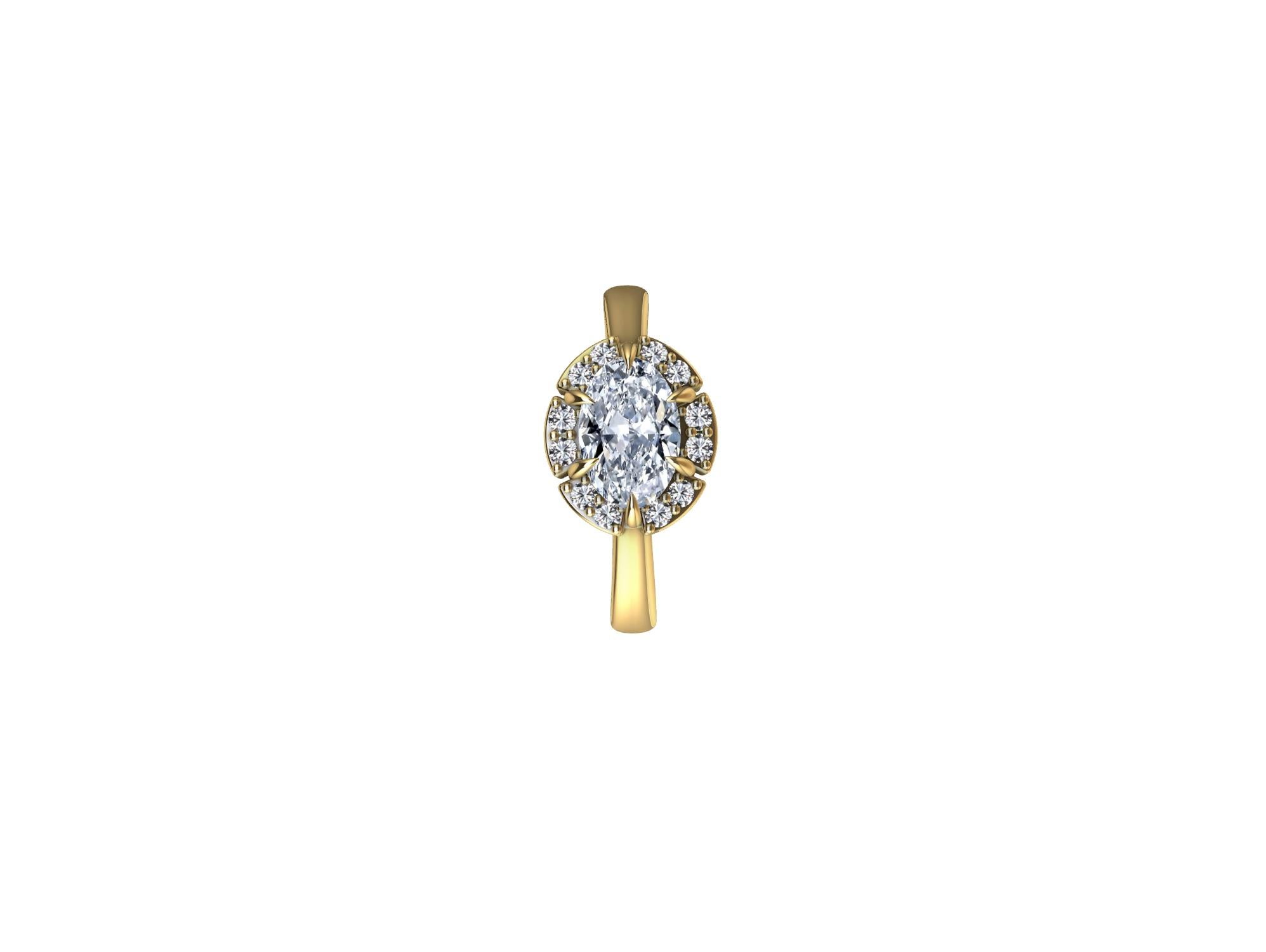 Im Angebot: 18 Karat Gelbgold Art Deco GIA Oval Diamant inspirierter Verlobungsring () 3