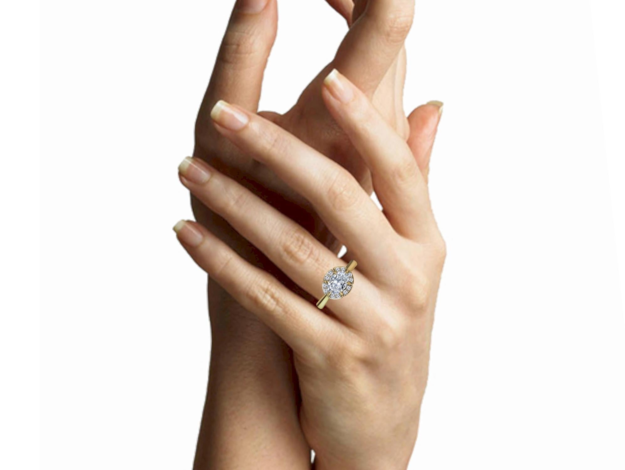 Im Angebot: 18 Karat Gelbgold Art Deco GIA Oval Diamant inspirierter Verlobungsring () 6