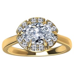 18 Karat Yellow Gold Art Deco GIA Oval Diamond Inspired Engagement Ring