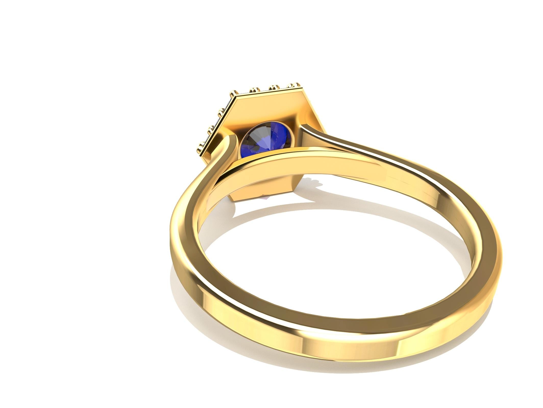 Im Angebot: 18 Karat Gelbgold Art Deco Saphir Ring mit GIA-Saphir () 4