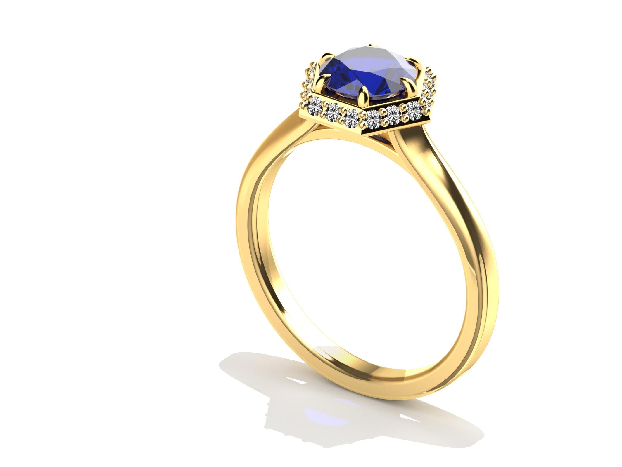 Im Angebot: 18 Karat Gelbgold Art Deco Saphir Ring mit GIA-Saphir () 7