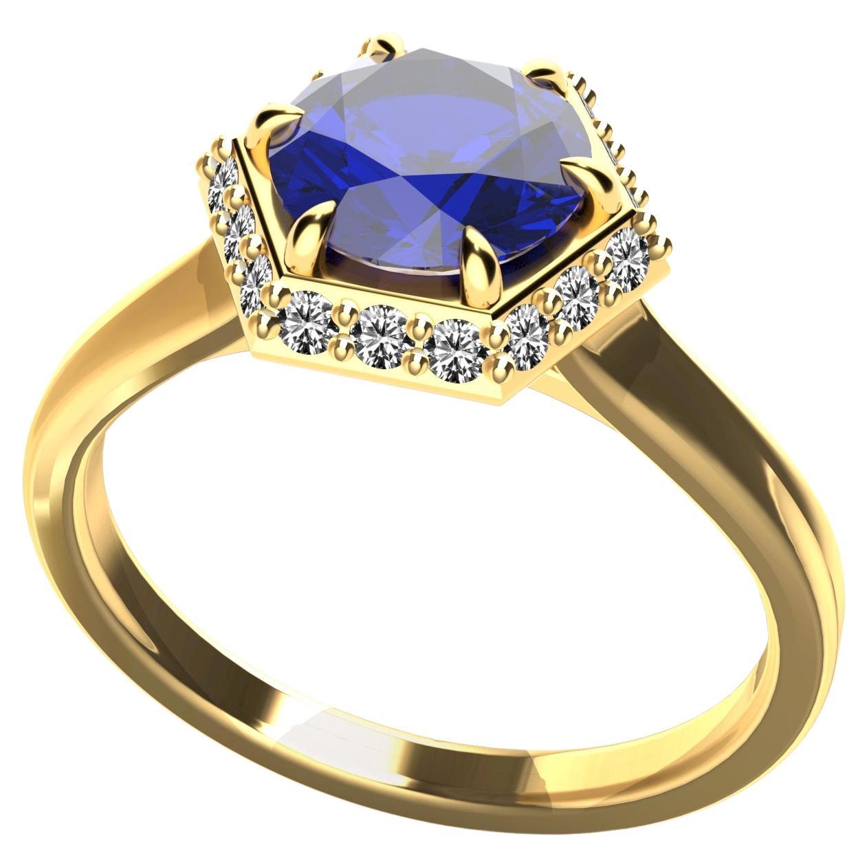 Im Angebot: 18 Karat Gelbgold Art Deco Saphir Ring mit GIA-Saphir ()