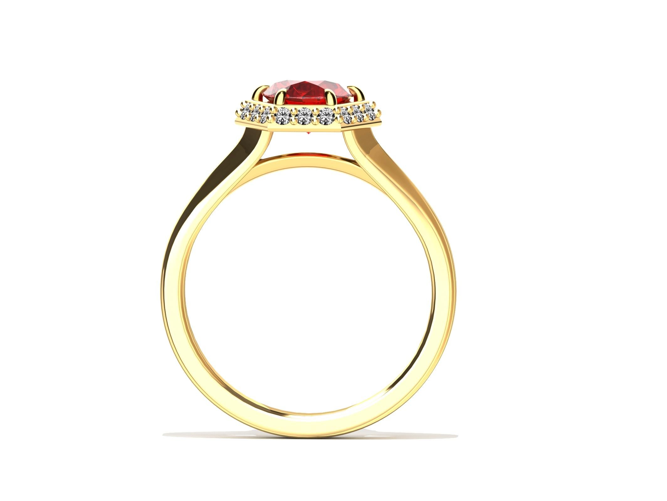 For Sale:  18 Karat Yellow Gold Art Deco Hexagon Inspired Ruby Engagement Ring 4