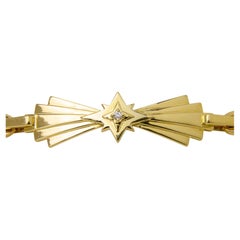 18 Karat Yellow Gold Art Deco Inspired Paper Clip Link Bracelet