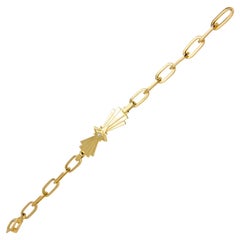 18 Karat Yellow Gold Art Deco Inspired Paper Clip Link Bracelet