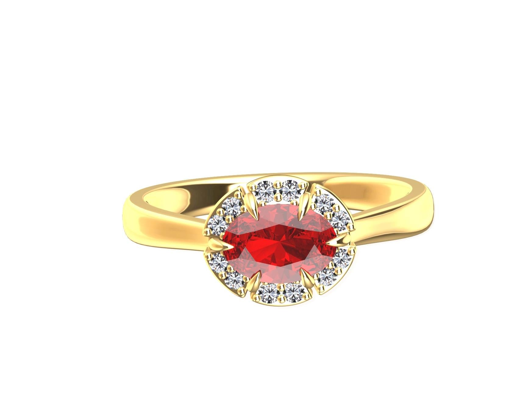 For Sale:  18 Karat Yellow Gold Art Deco Inspired Ruby Engagement Ring 2