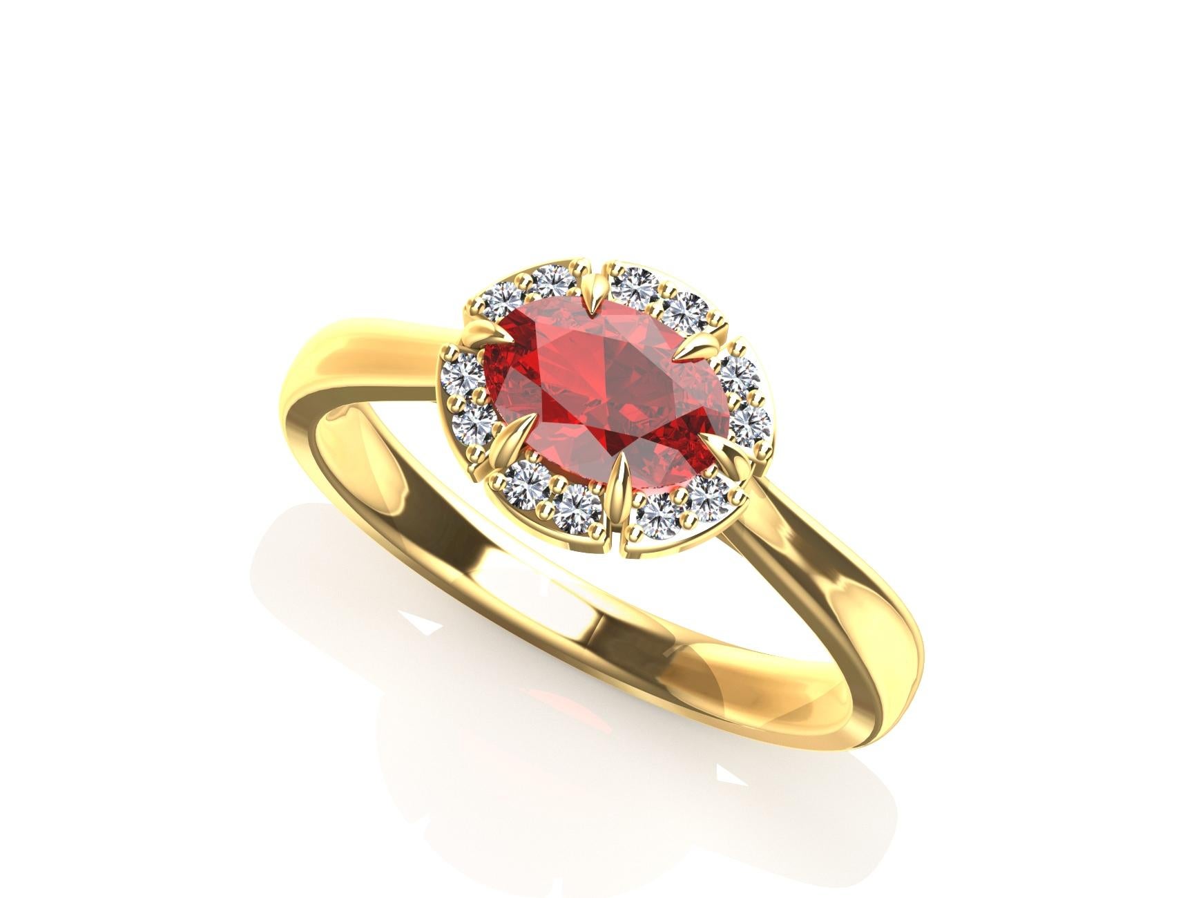 For Sale:  18 Karat Yellow Gold Art Deco Inspired Ruby Engagement Ring 3