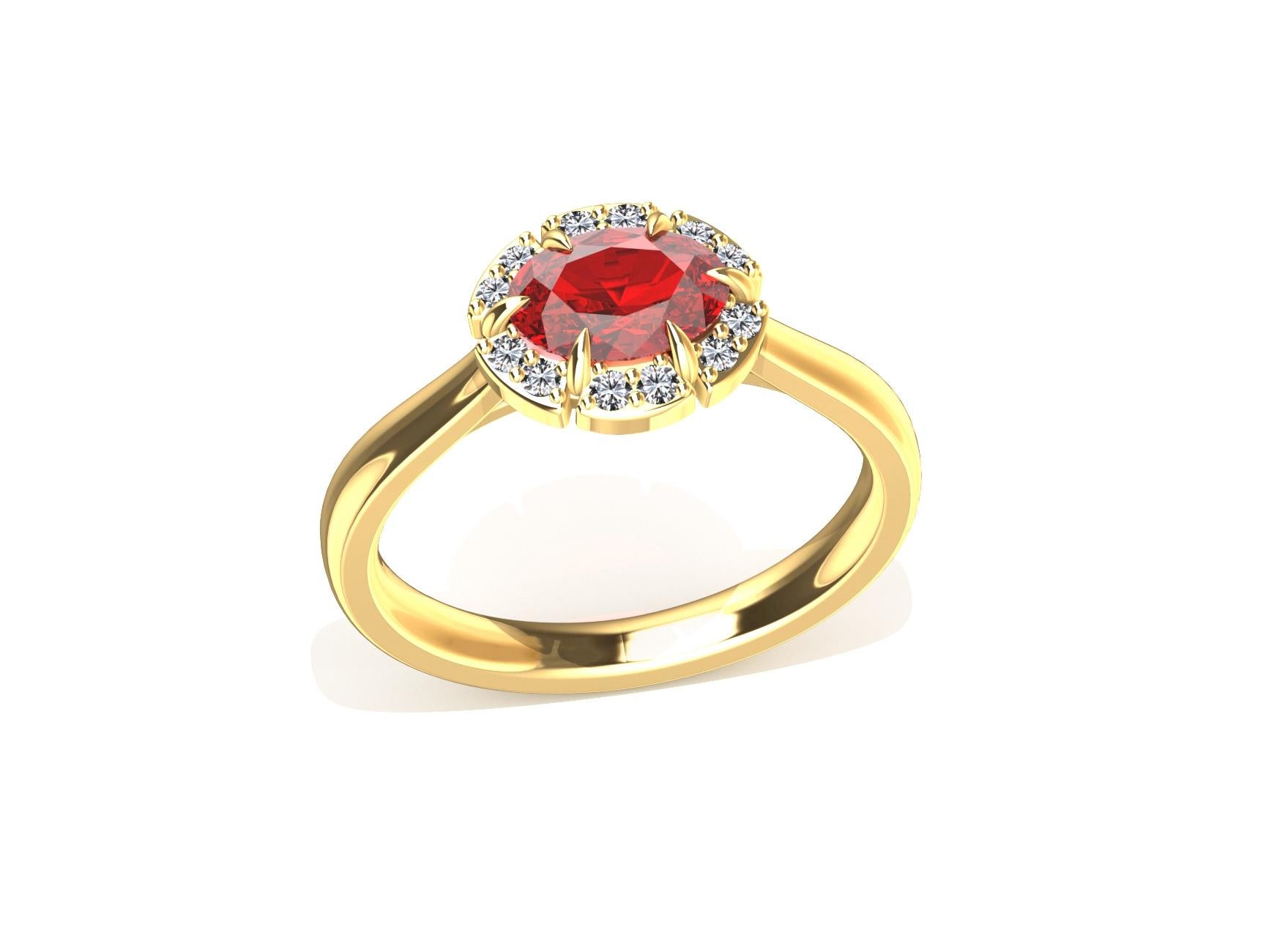 For Sale:  18 Karat Yellow Gold Art Deco Inspired Ruby Engagement Ring 4