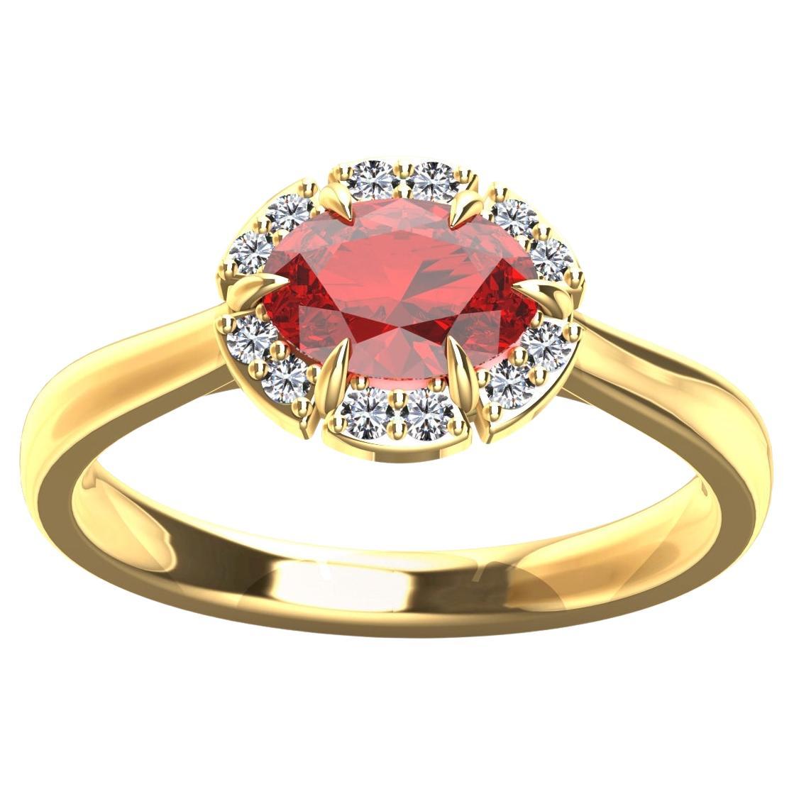 For Sale:  18 Karat Yellow Gold Art Deco Inspired Ruby Engagement Ring