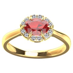 18 Karat Yellow Gold Art Deco Inspired Ruby Engagement Ring
