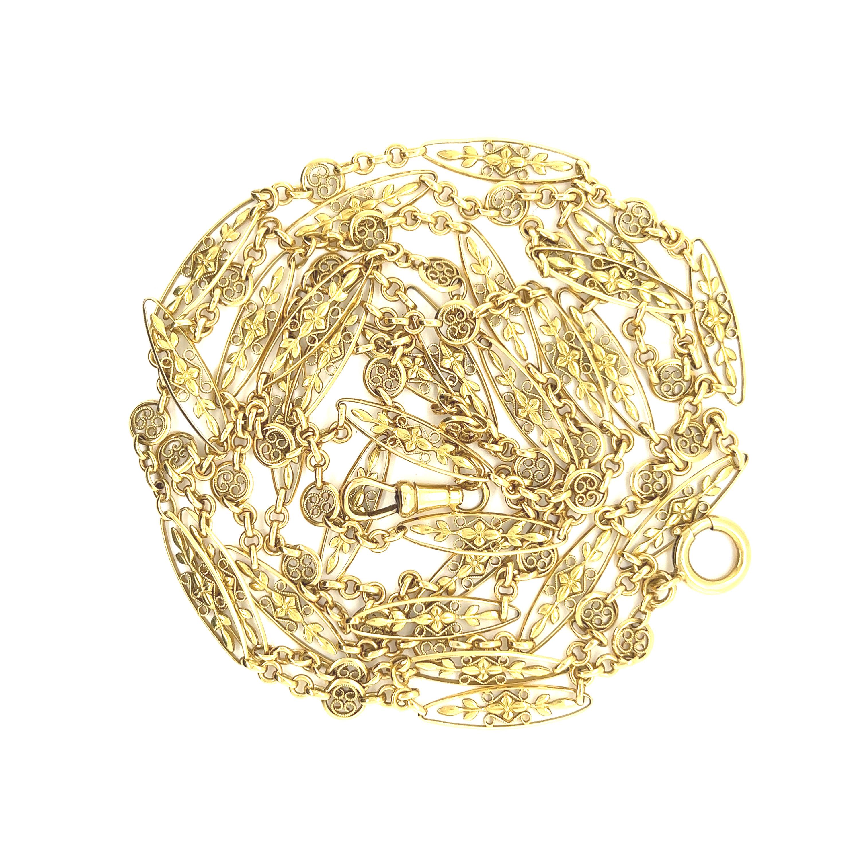 Women's Link Chain Art Deco Yellow Gold 18 Karat