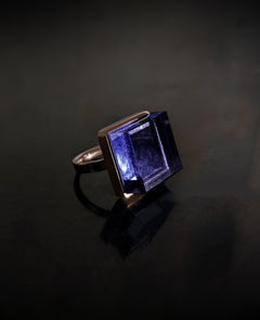 Featured in Vogue Eighteen Karat Yellow Gold Cocktail Ring with Amethyst