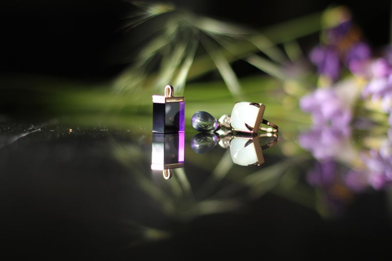 18 Karat Yellow Gold Art Deco Style Pendant Necklace with Amethyst For ...