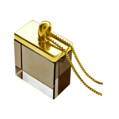 18 Karat Yellow Gold Art Deco Style Pendant Necklace with Smoky Quartz