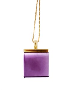 Eighteen Karat Yellow Gold Art Deco Style Pendant Necklace with Amethyst