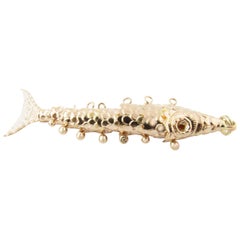 Vintage 18 Karat Yellow Gold Articulated Fish Pendant