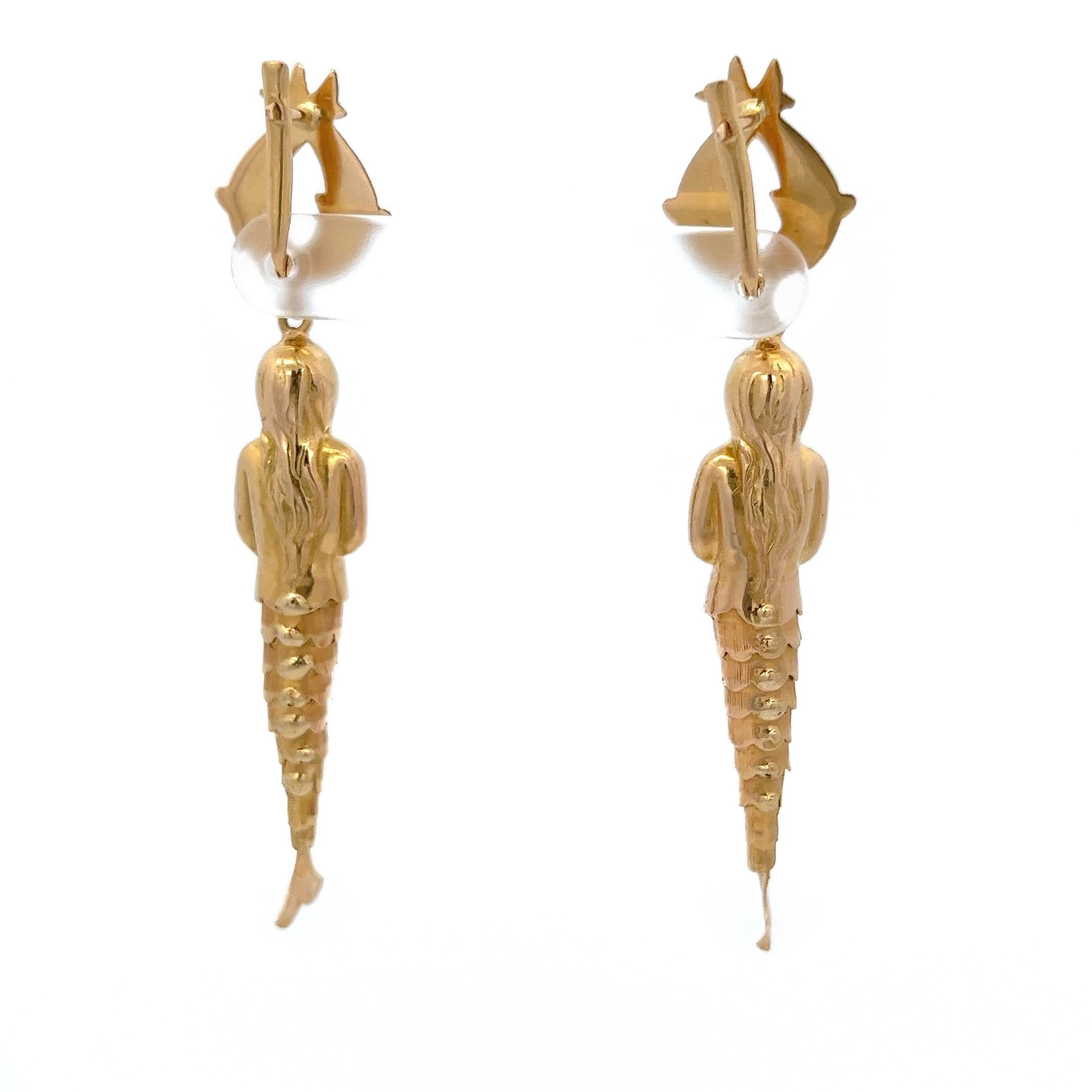 gold mermaid earrings
