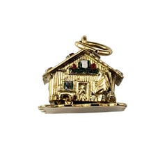 18 Karat Yellow Gold Articulated Swiss Chalet Charm #20921