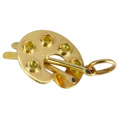 18 Karat Yellow Gold Artists Palette Charm Pendant