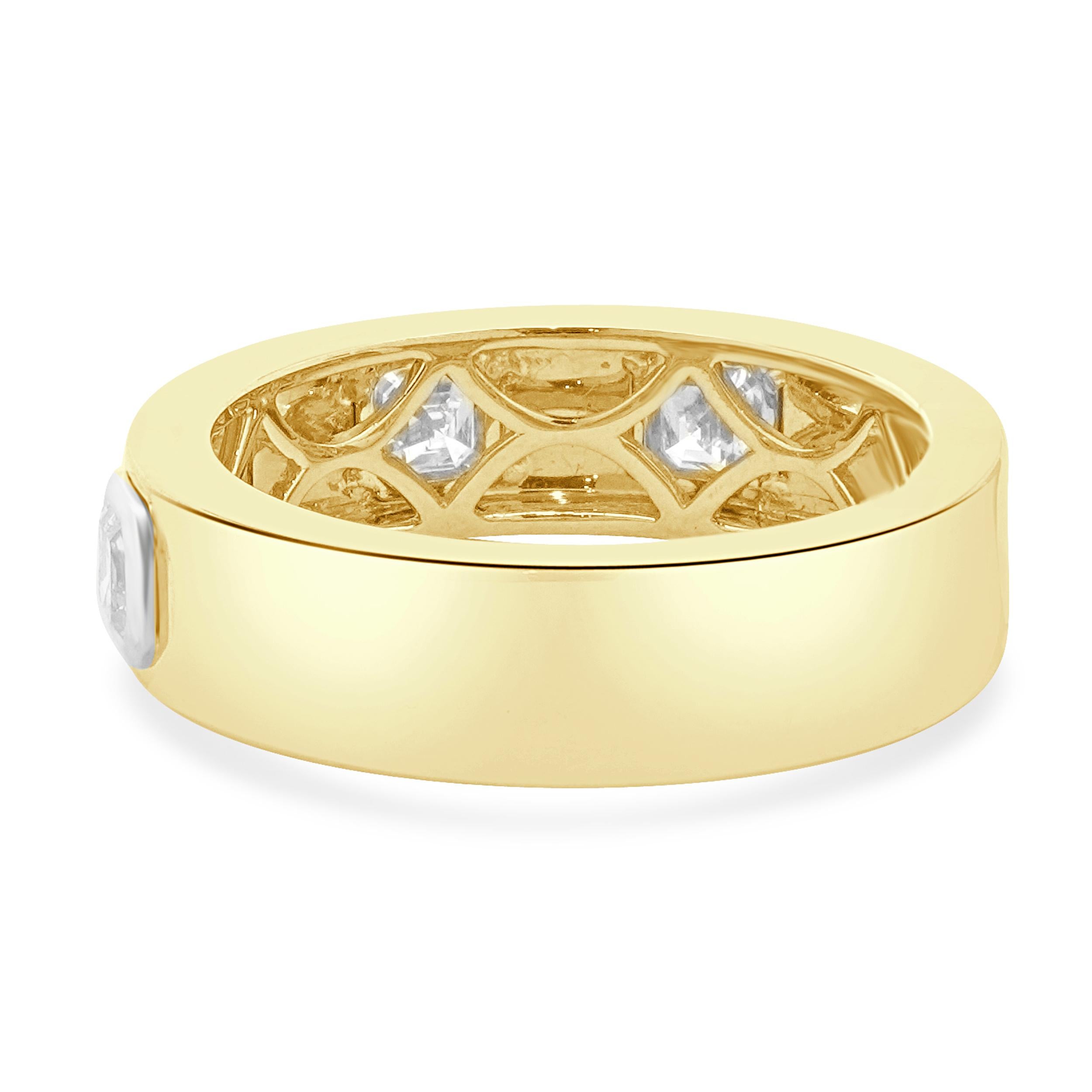 Fascia Station in oro giallo 18 carati con diamante taglio Asscher In condizioni ottime in vendita a Scottsdale, AZ