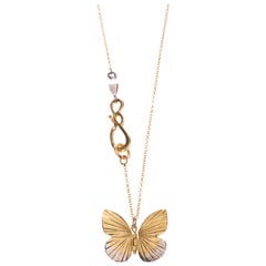 18 Karat Yellow Gold Baby Asterope Butterfly Necklace 