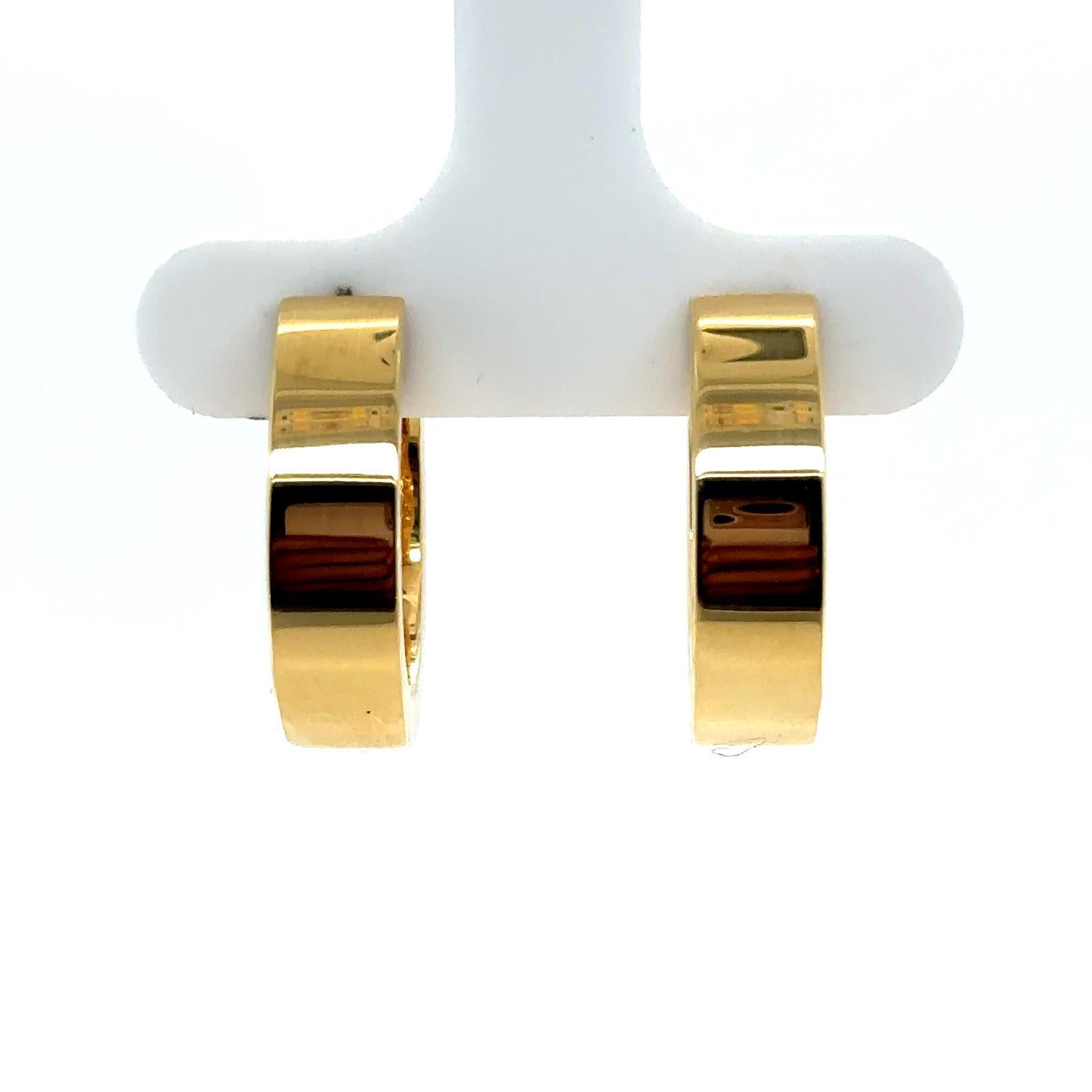 Women's 18 Karat Yellow Gold Baguette Cut Diamond Hoop Earrings For Sale