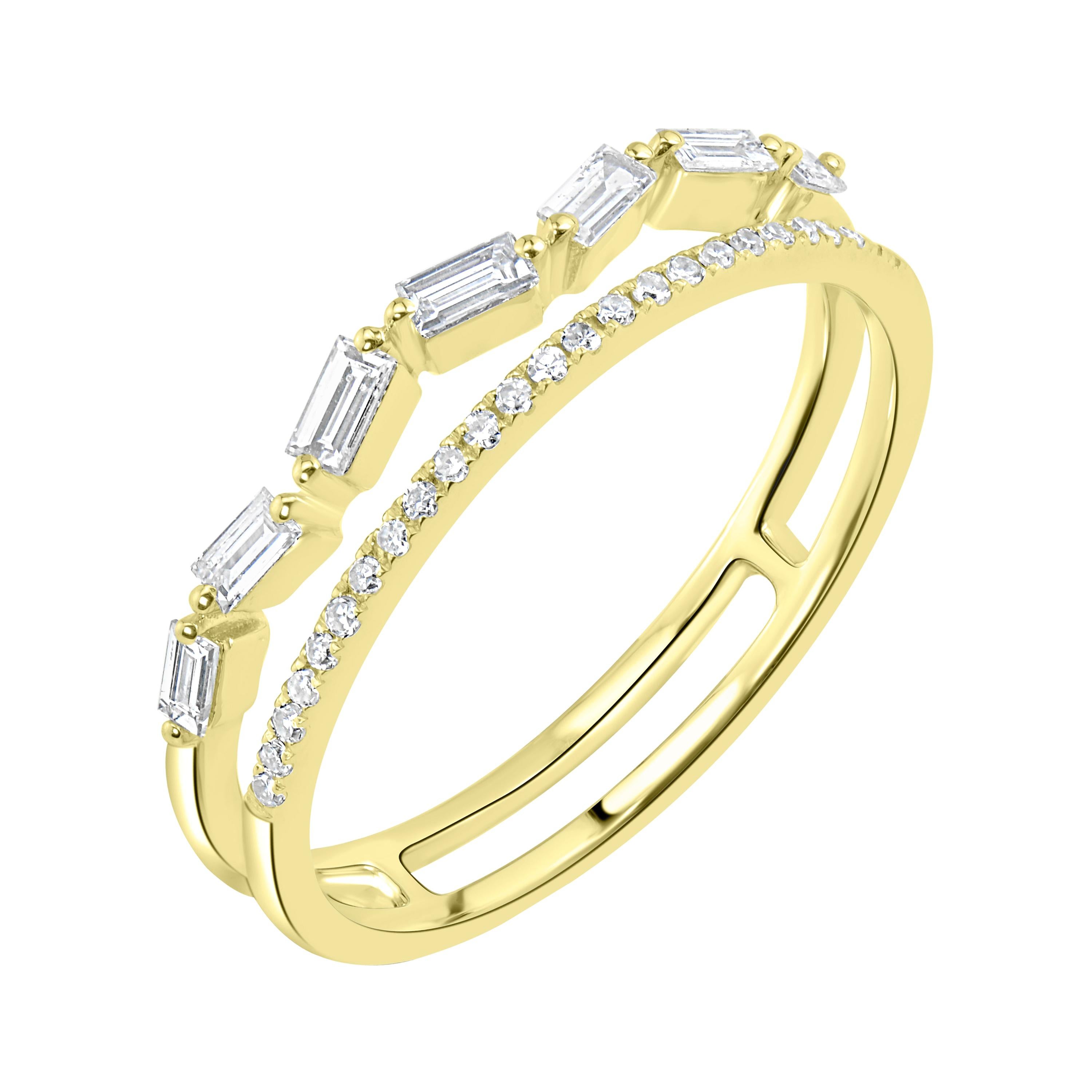 18 Karat Yellow Gold 4.48 Carat Baguette Cut Diamond Eternity Band Ring ...