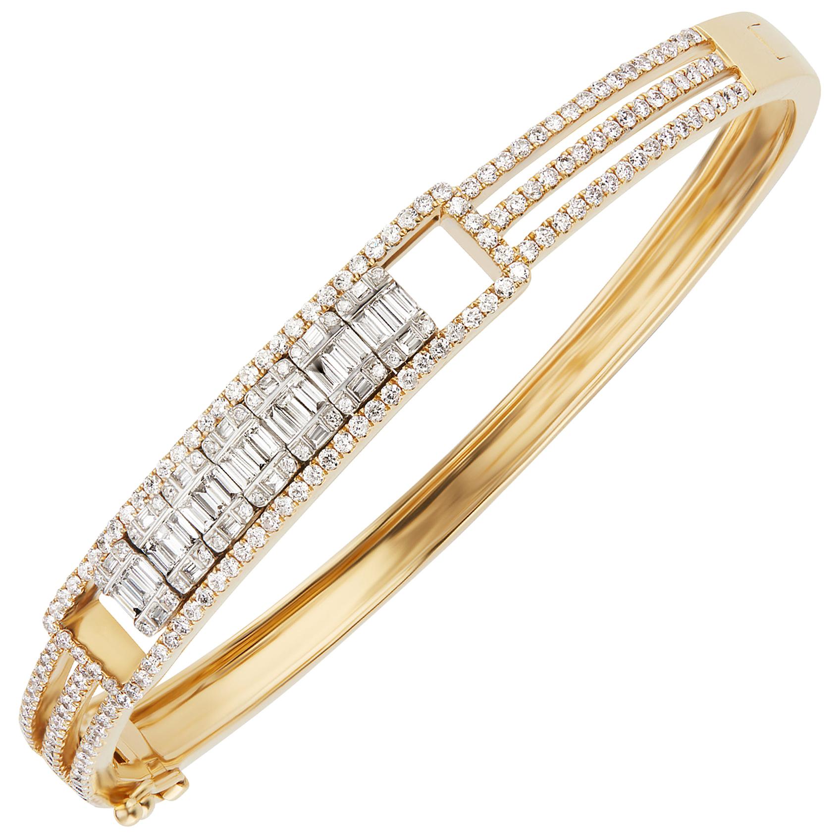 18 Karat Flexible Diamond Bangle Yellow Gold at 1stDibs