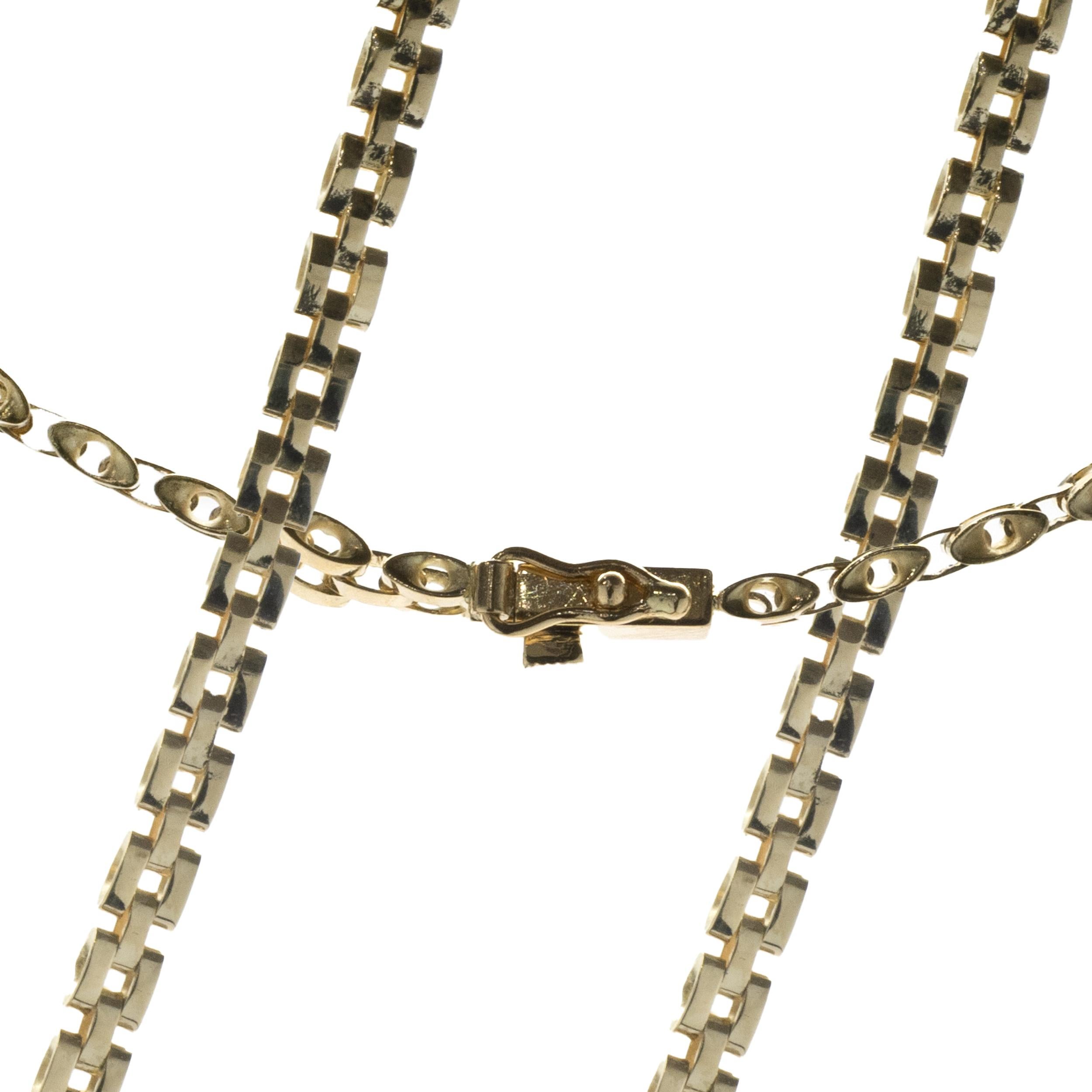 18 Karat Yellow Gold Baguette Diamond V Necklace In Excellent Condition In Scottsdale, AZ