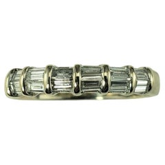 18 Karat Yellow Gold Baguette Diamond Wedding Band Size 6.5 #19225