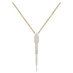 18 Karat Yellow Gold Baguette Tapered Diamond Necklace