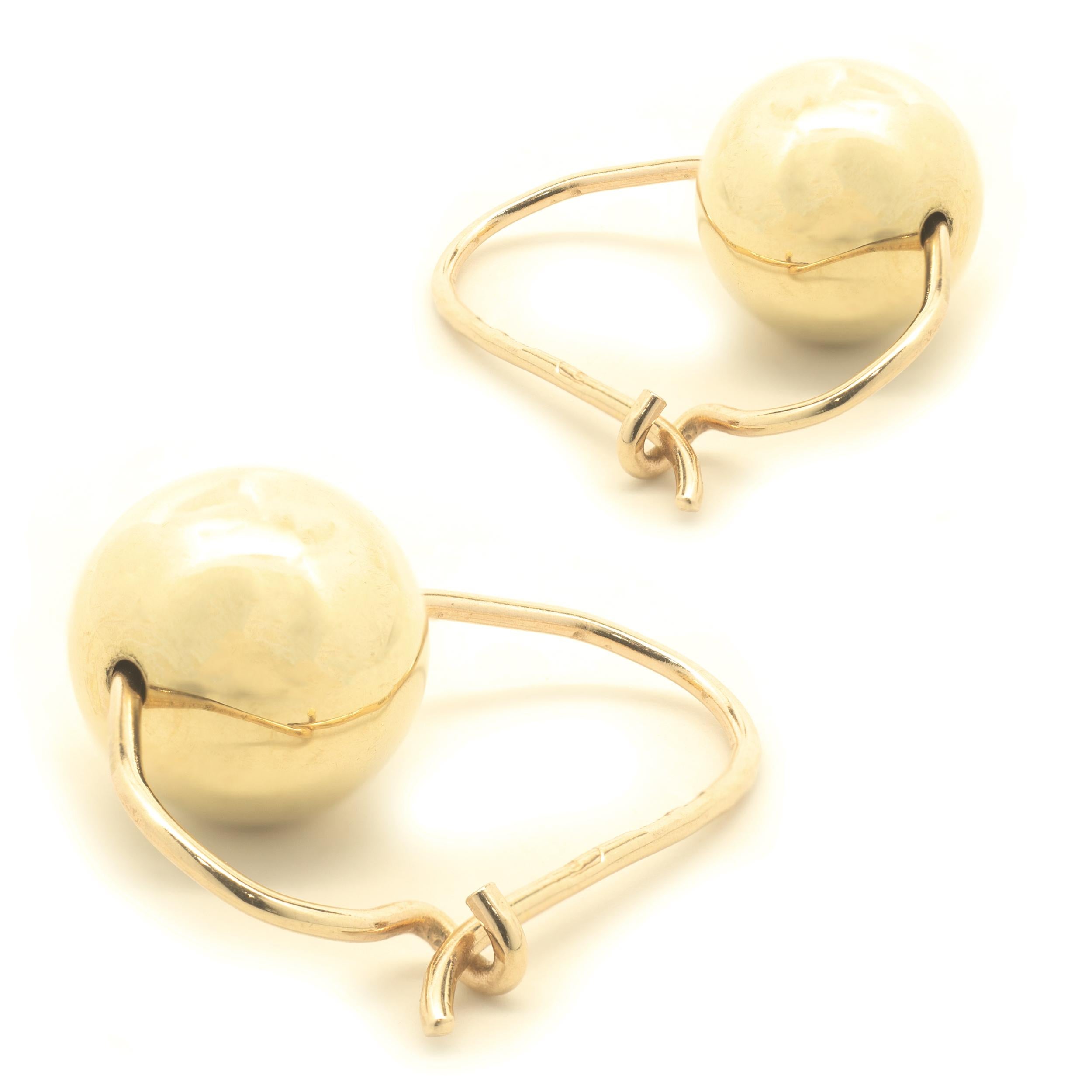 Women's 18 Karat Yellow Gold Ball Drop Earrings