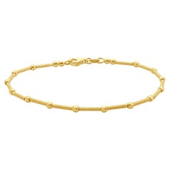 18 Karat Yellow Gold Ball Station Textured Bracelet