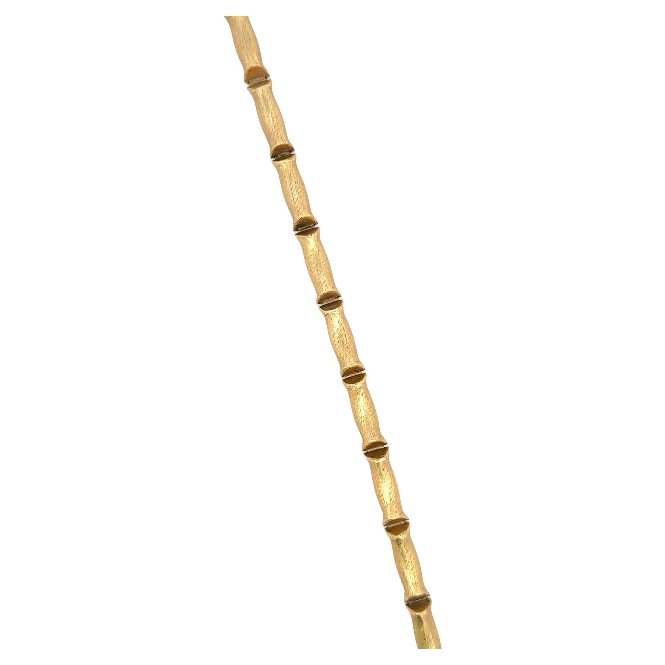 18 Karat Yellow Gold Bamboo Motif Brushed Finished Link Bracelet 17.3 Grams For Sale 1