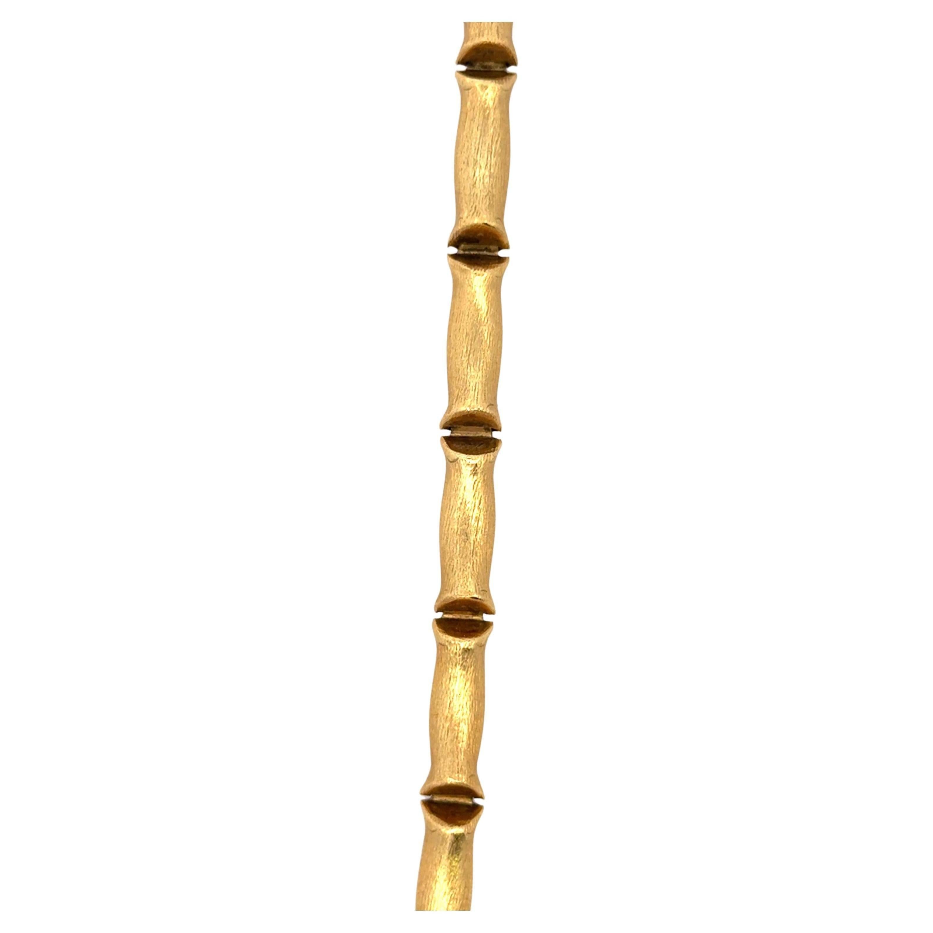 18 Karat Yellow Gold Bamboo Motif Brushed Finished Link Bracelet 17.3 Grams