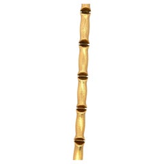 18 Karat Yellow Gold Bamboo Motif Brushed Finished Link Bracelet 17.3 Grams