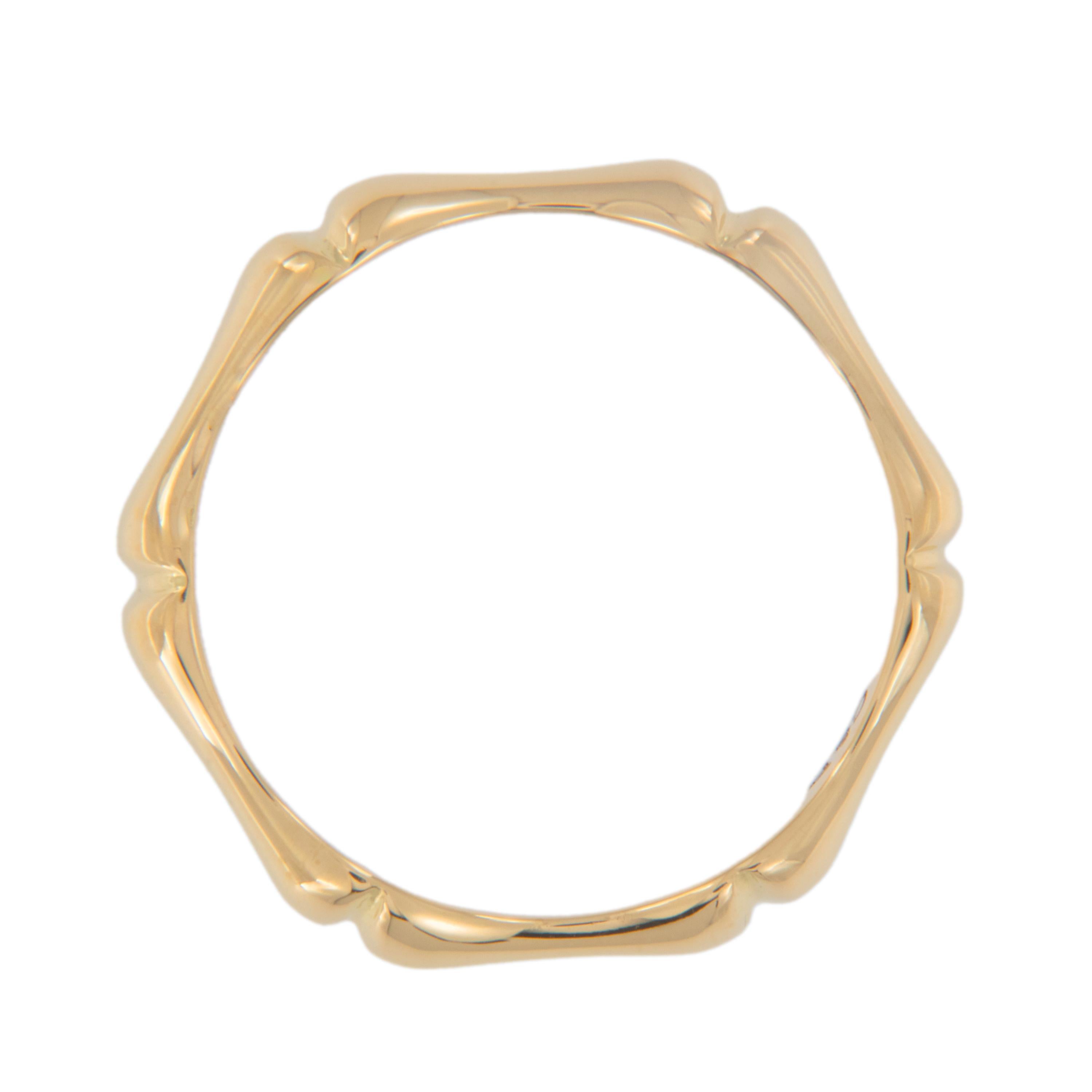 Contemporary 18 Karat Yellow Gold Bamboo Motif Fashion Band Ring For Sale