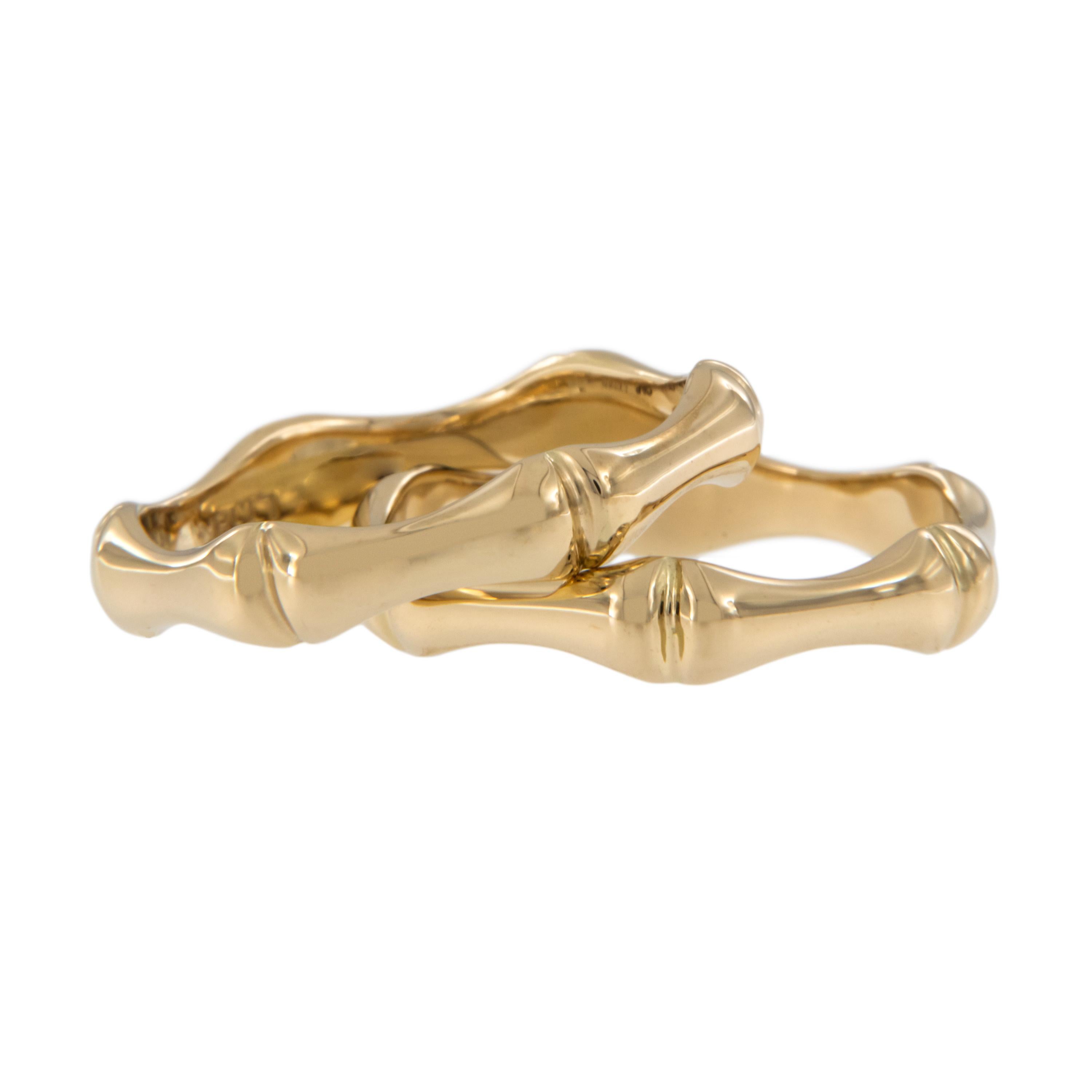 18 Karat Yellow Gold Bamboo Motif Fashion Band Ring In New Condition For Sale In Troy, MI