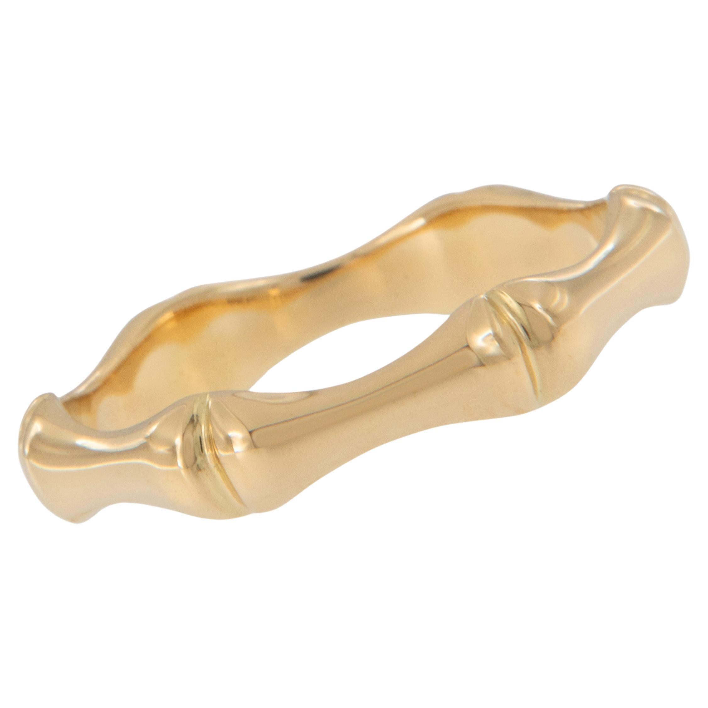 18 Karat Yellow Gold Bamboo Motif Fashion Band Ring For Sale