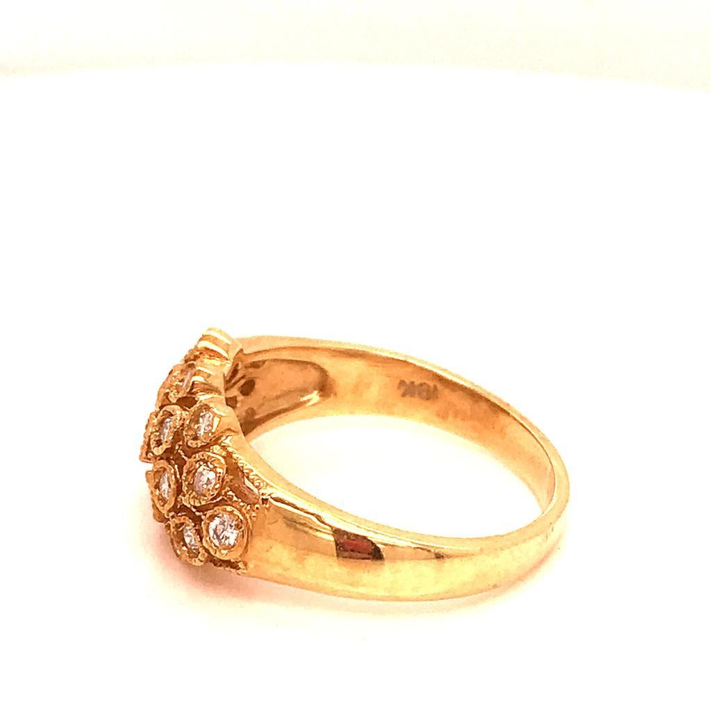 Modernist 3.7 Carat Half Way Diamonds 18 Karat Yellow Gold Bezel Ring For Sale