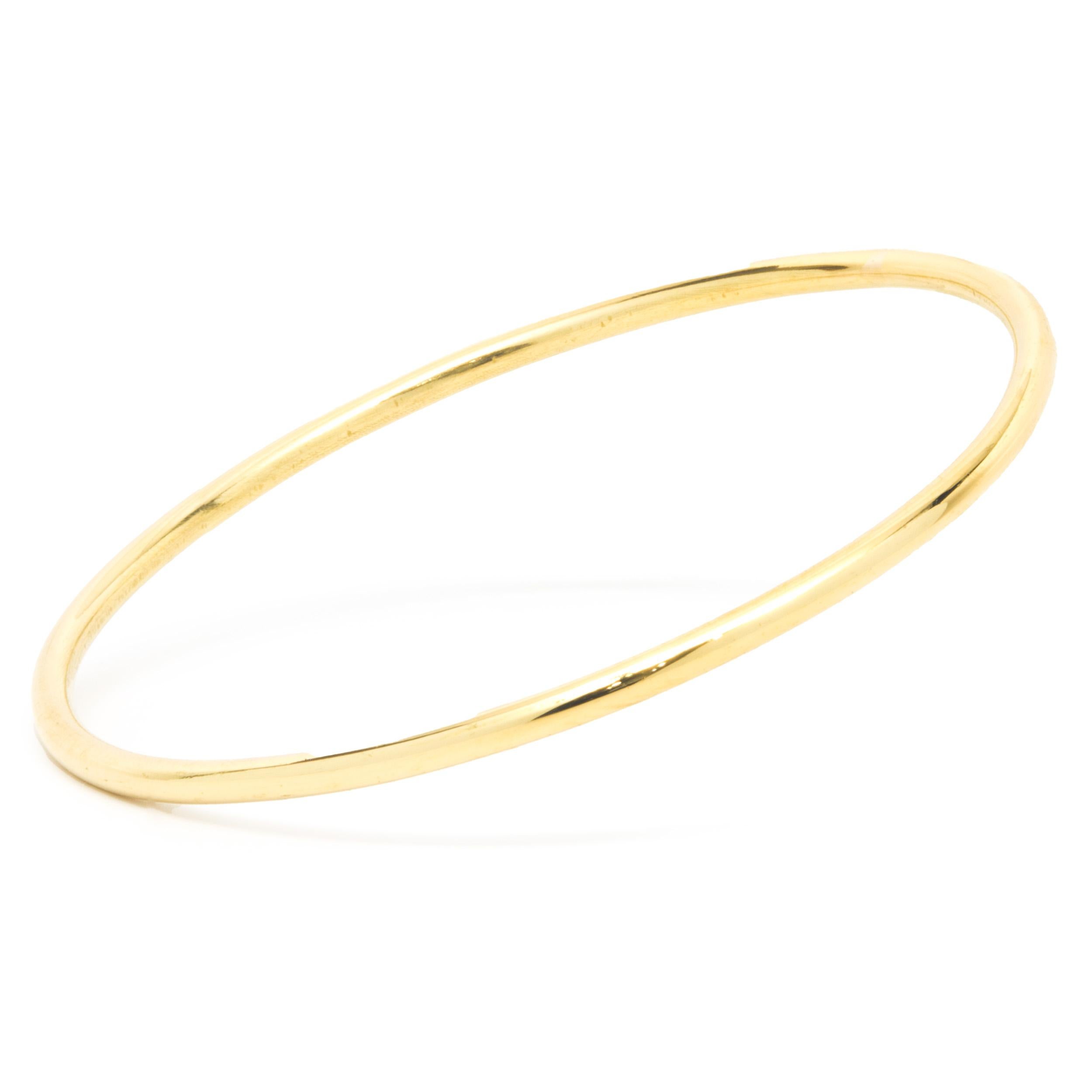 18 Karat Yellow Gold Bangle Bracelet In Excellent Condition For Sale In Scottsdale, AZ