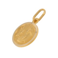 18 Karat Yellow Gold Baptism Medal Charm Pendant Made in Italy