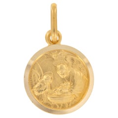 18 Karat Yellow Gold Baptism Medal Charm Pendant Made in Italy