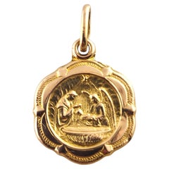18 Karat Yellow Gold Baptism Miraculous Medal Charm #19321